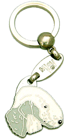 BEDLINGTONSKI TERIER SIVO BEL <br> (obesek za ključe, Gravura vključena v ceno)